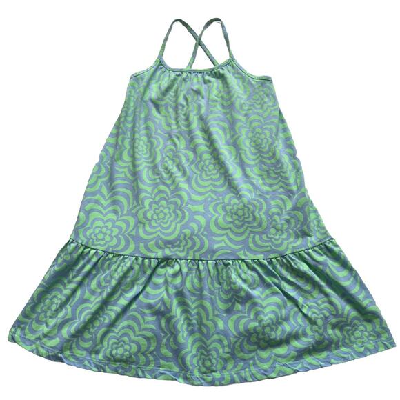 Gap Dress Girls Lg Green Criss-Cross Back Tiered Adjustable Straps Casual Floral - Picture 2 of 10